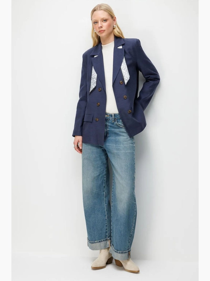 Blazer con maniche lunghe e patch mixray Blu marino - Kiabi