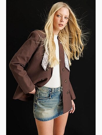 Blazer con maniche lunghe e patch mixray