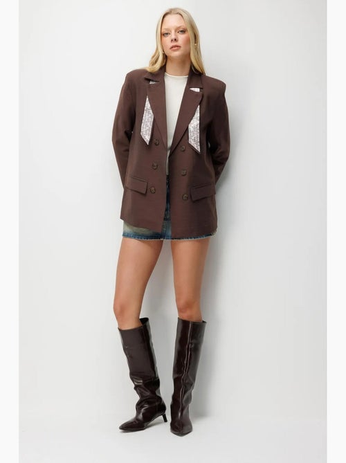 Blazer con maniche lunghe e patch mixray - Kiabi Blazer con maniche lunghe e patch mixray - Kiabi