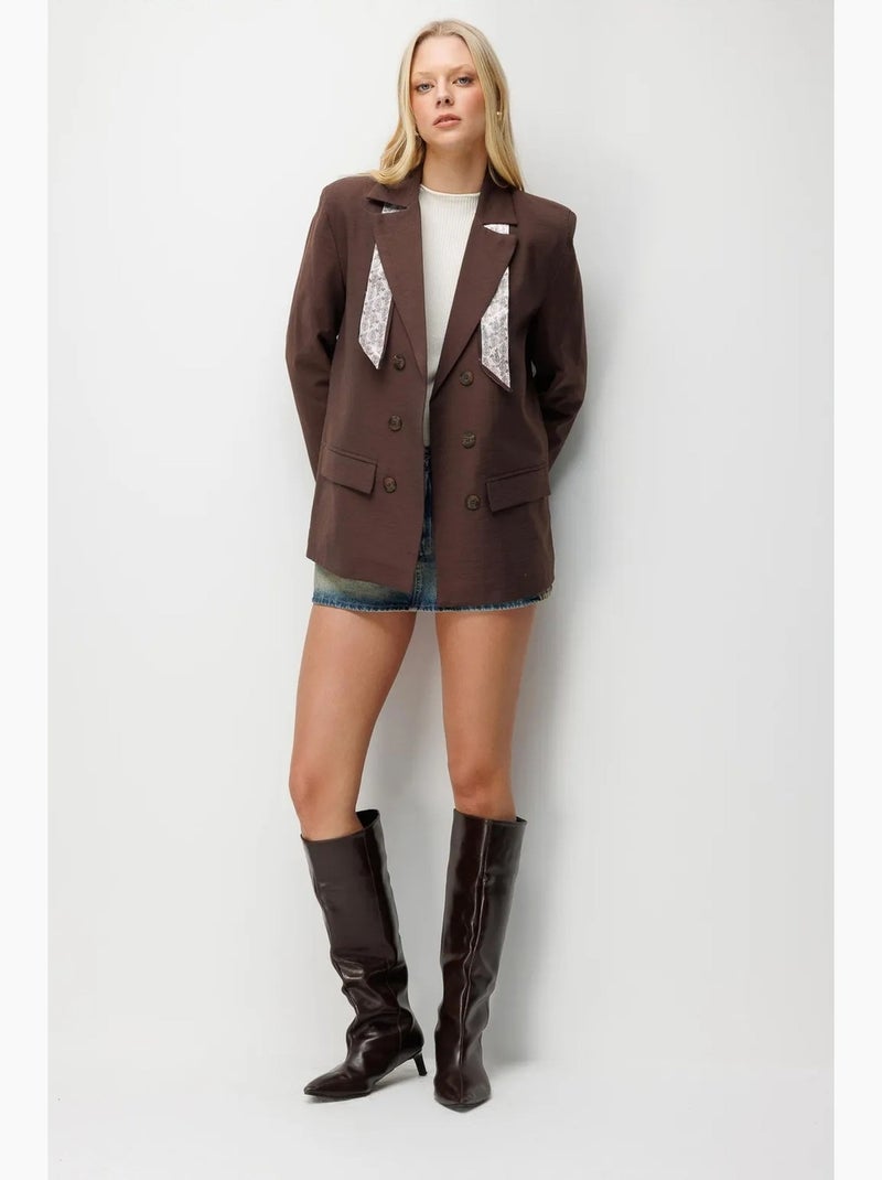 Blazer con maniche lunghe e patch mixray Marrone scuro - Kiabi