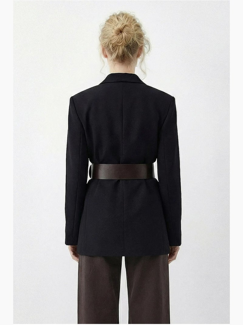 Blazer con scollo a v e cintura lucci Nero - Kiabi