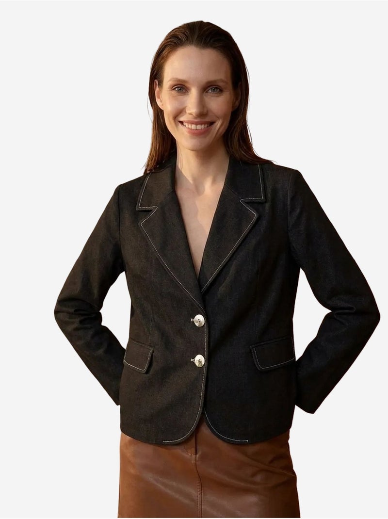 Blazer da donna in popeline cotone-lycra my fashion Nero - Kiabi