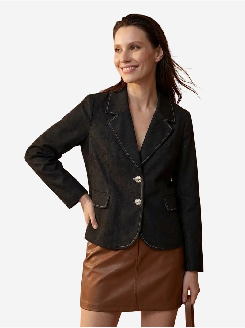 Blazer da donna in popeline cotone-lycra my fashion Nero - Kiabi