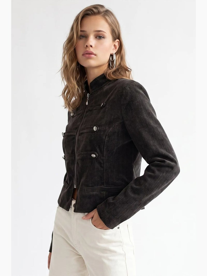 Blazer da donna sagomato mixray Grigio nero - Kiabi
