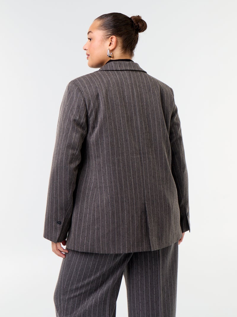Blazer di media lunghezza con strass Grigio - Kiabi