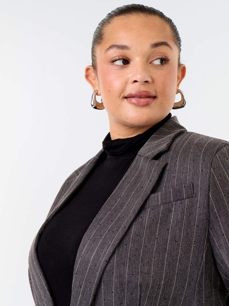 Blazer di media lunghezza con strass Grigio - Kiabi