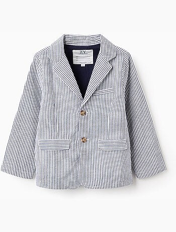 Blazer in cotone a righe con tasche con patta