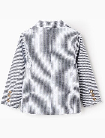 Blazer in cotone a righe con tasche con patta