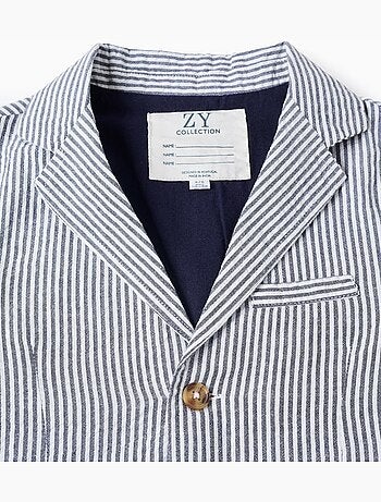 Blazer in cotone a righe con tasche con patta