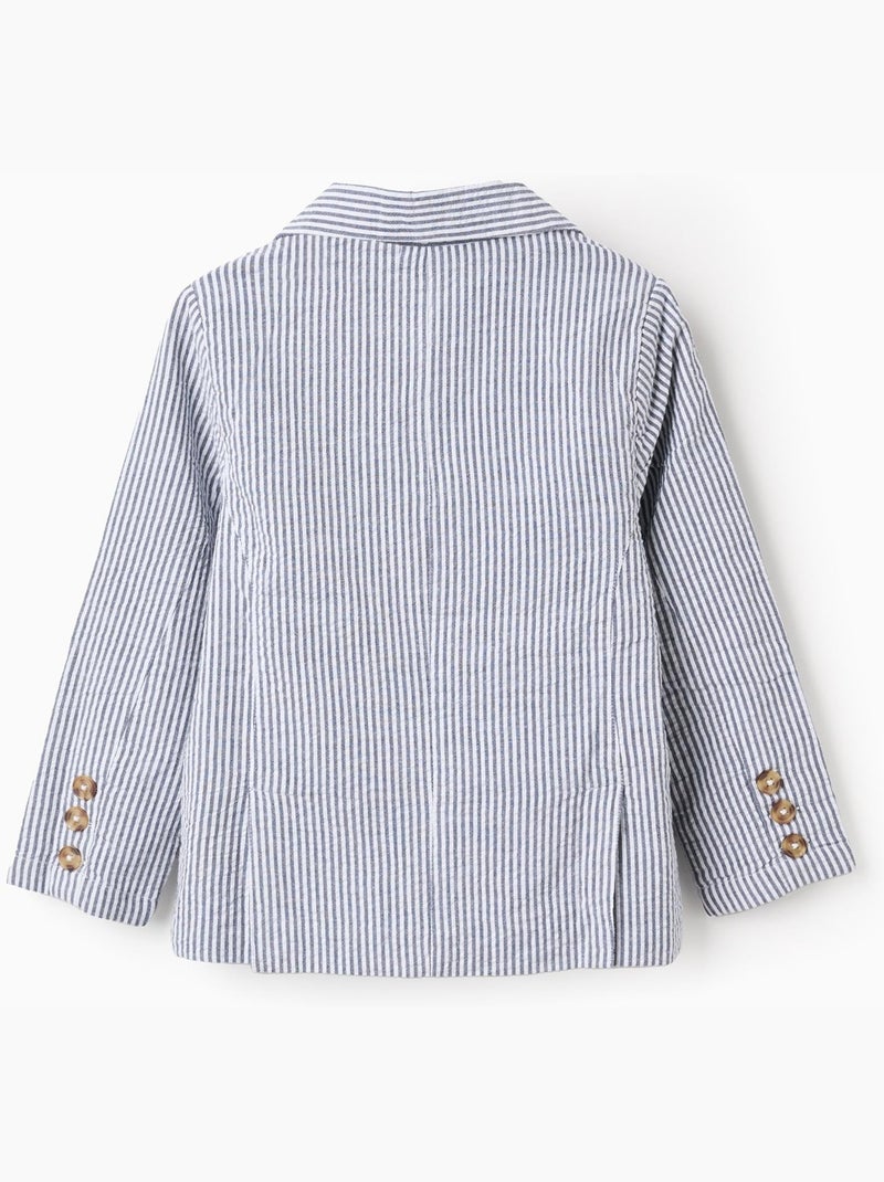 Blazer in cotone a righe con tasche con patta Blu scuro - Kiabi