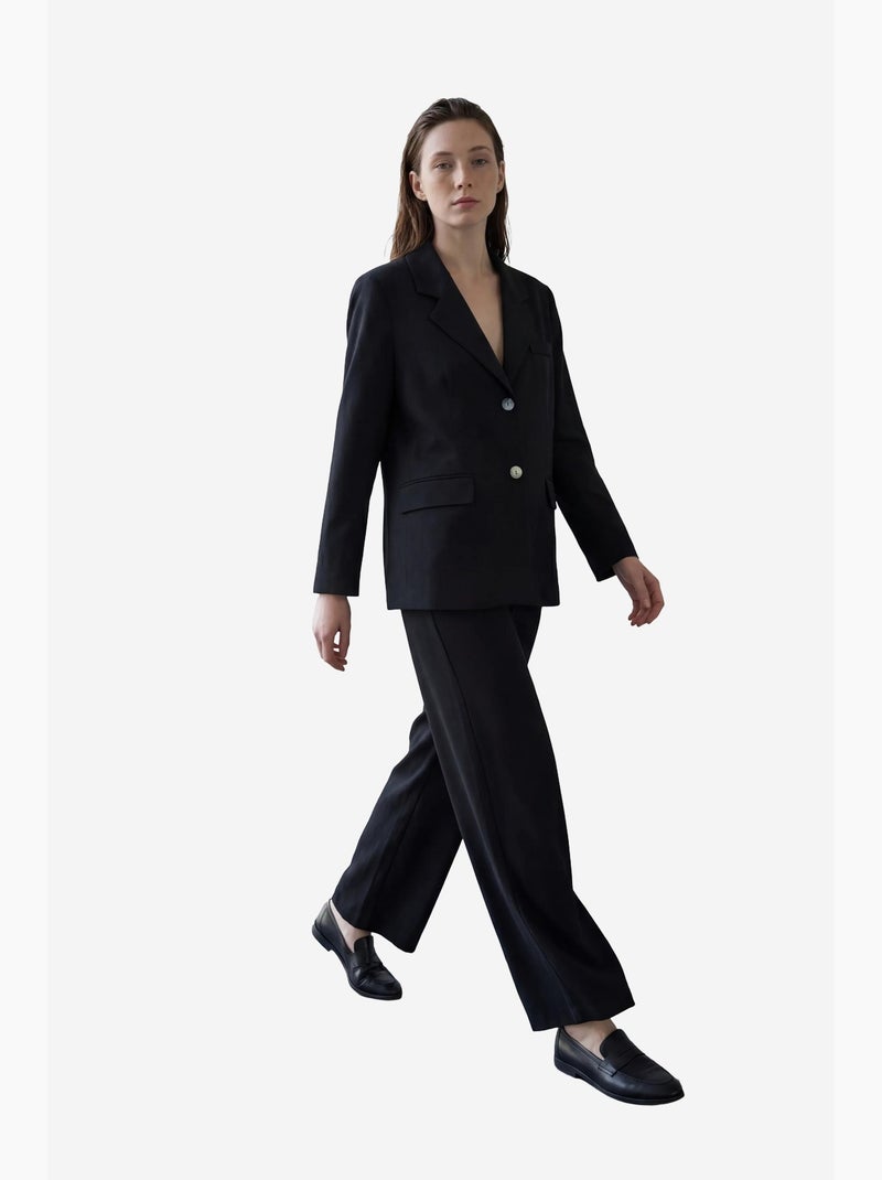 Blazer in cotone e lino con chiusura a bottoni my fashion Nero - Kiabi