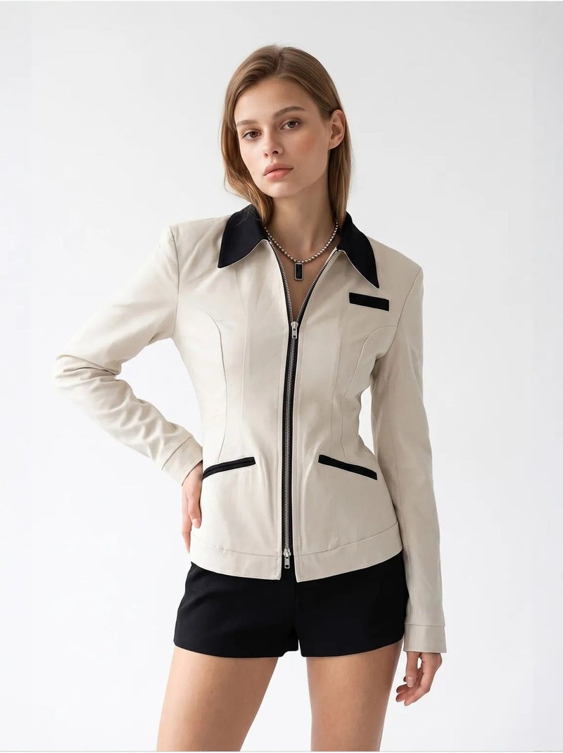 Blazer in cotone mixray Beige argilla - Kiabi