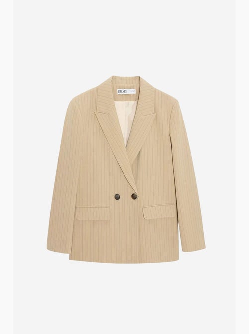 Blazer in crêpe a righe con collo a scialle dilvin - Kiabi Blazer in crêpe a righe con collo a scialle dilvin - Kiabi