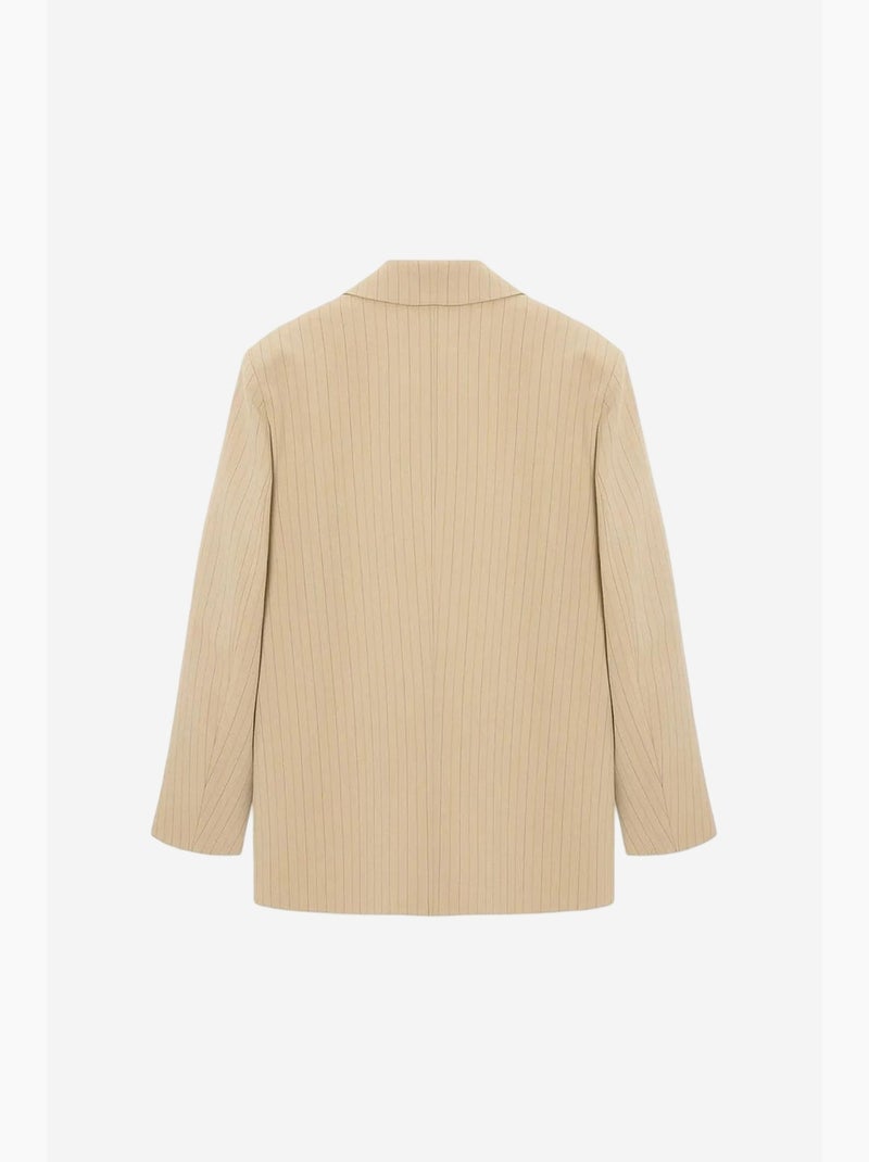 Blazer in crêpe a righe con collo a scialle dilvin Beige argilla - Kiabi