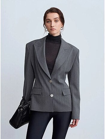 Blazer in crêpe aderente con collo a scialle dilvin