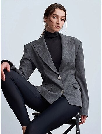 Blazer in crêpe aderente con collo a scialle dilvin