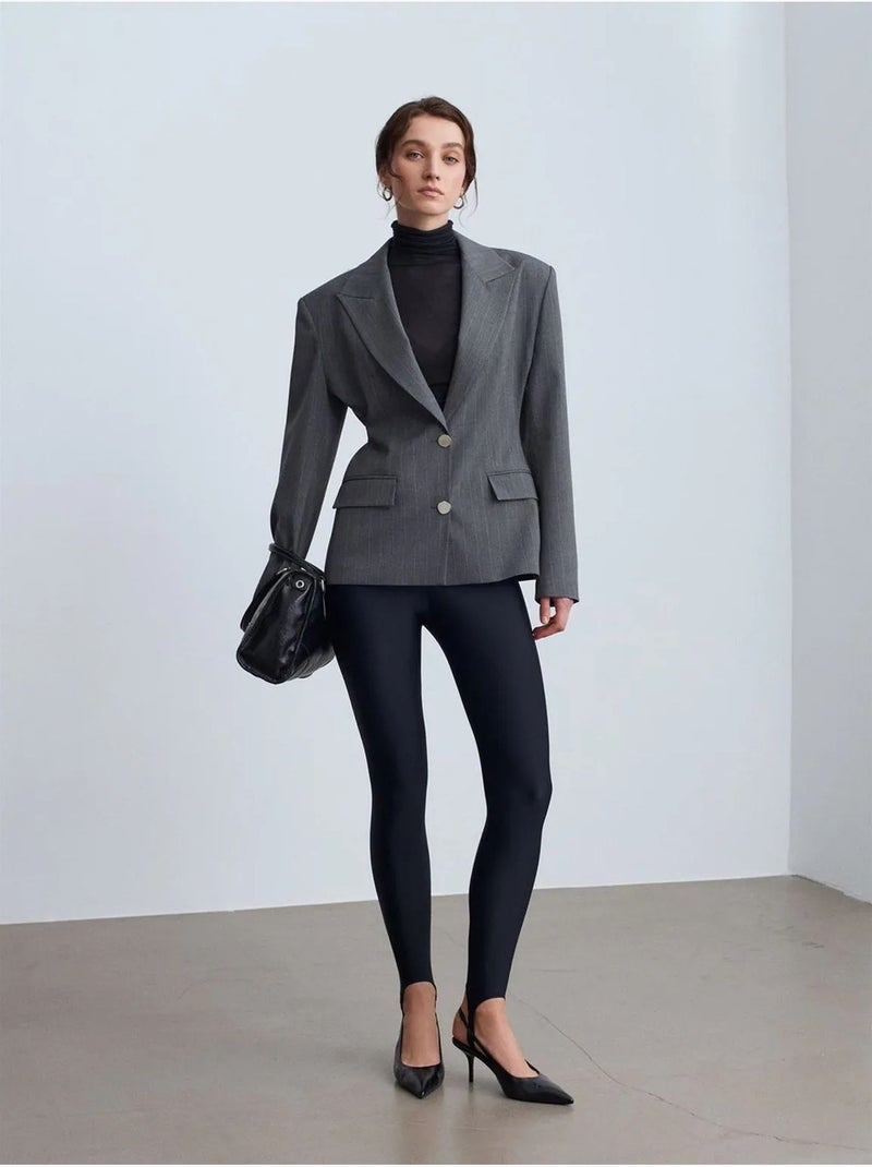 Blazer in crêpe aderente con collo a scialle dilvin Grigio medio - Kiabi