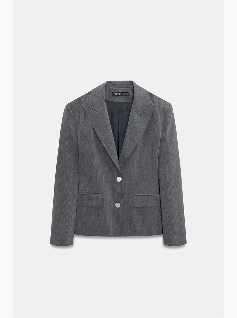 Blazer in crêpe aderente con collo a scialle dilvin Grigio medio - Kiabi