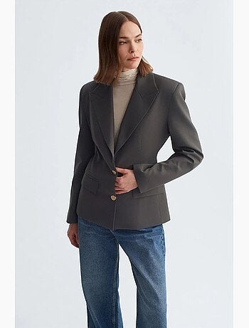 Blazer in crêpe aderente con collo a scialle dilvin
