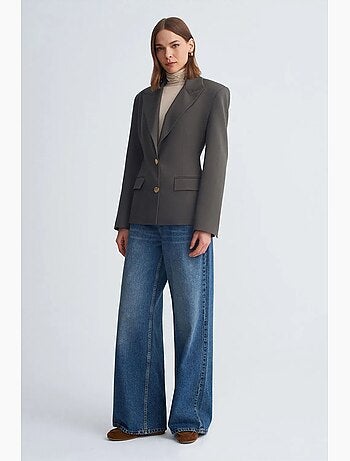 Blazer in crêpe aderente con collo a scialle dilvin