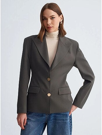 Blazer in crêpe aderente con collo a scialle dilvin