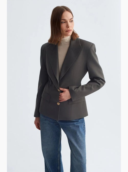 Blazer in crêpe aderente con collo a scialle dilvin - Kiabi Blazer in crêpe aderente con collo a scialle dilvin - Kiabi
