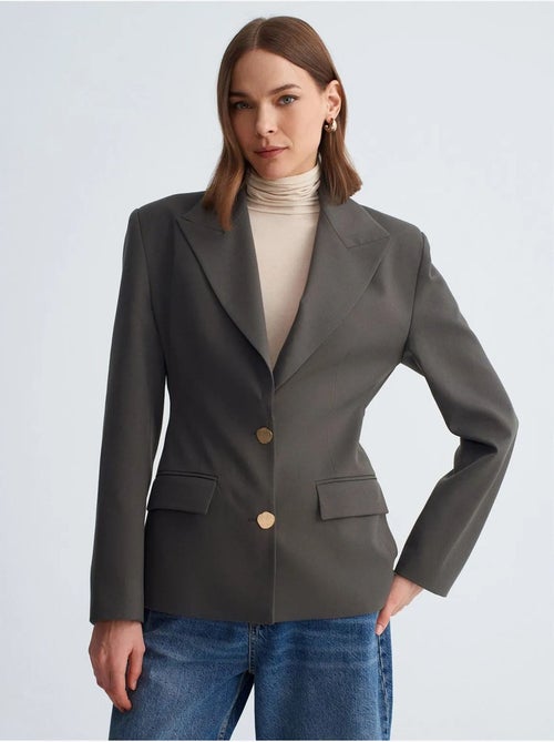 Blazer in crêpe aderente con collo a scialle dilvin - Kiabi Blazer in crêpe aderente con collo a scialle dilvin - Kiabi
