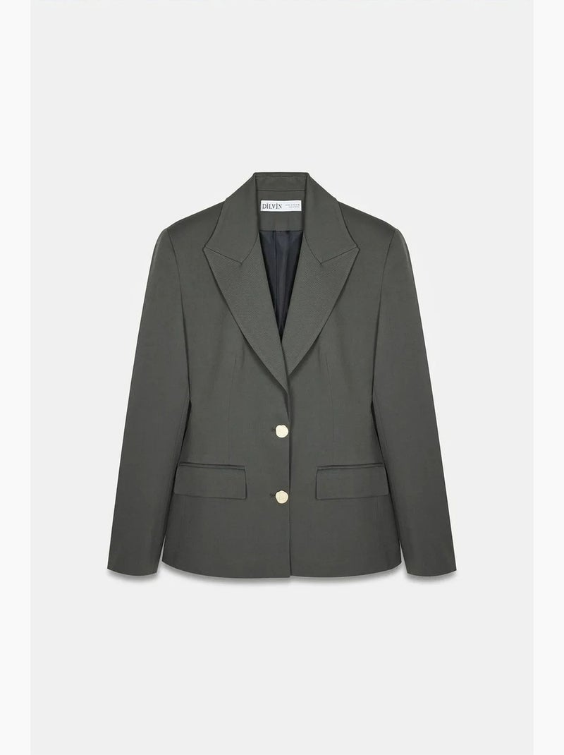 Blazer in crêpe aderente con collo a scialle dilvin Grigio nero - Kiabi