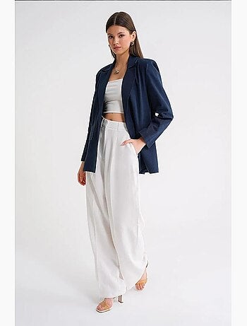 Blazer jacket in misto lino con bottoni mixray