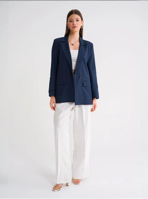 Blazer jacket in misto lino con bottoni mixray - Kiabi Blazer jacket in misto lino con bottoni mixray - Kiabi