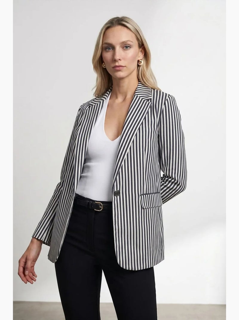 Blazer jacket in popeline a righe dilvin Bianco sporco - Kiabi