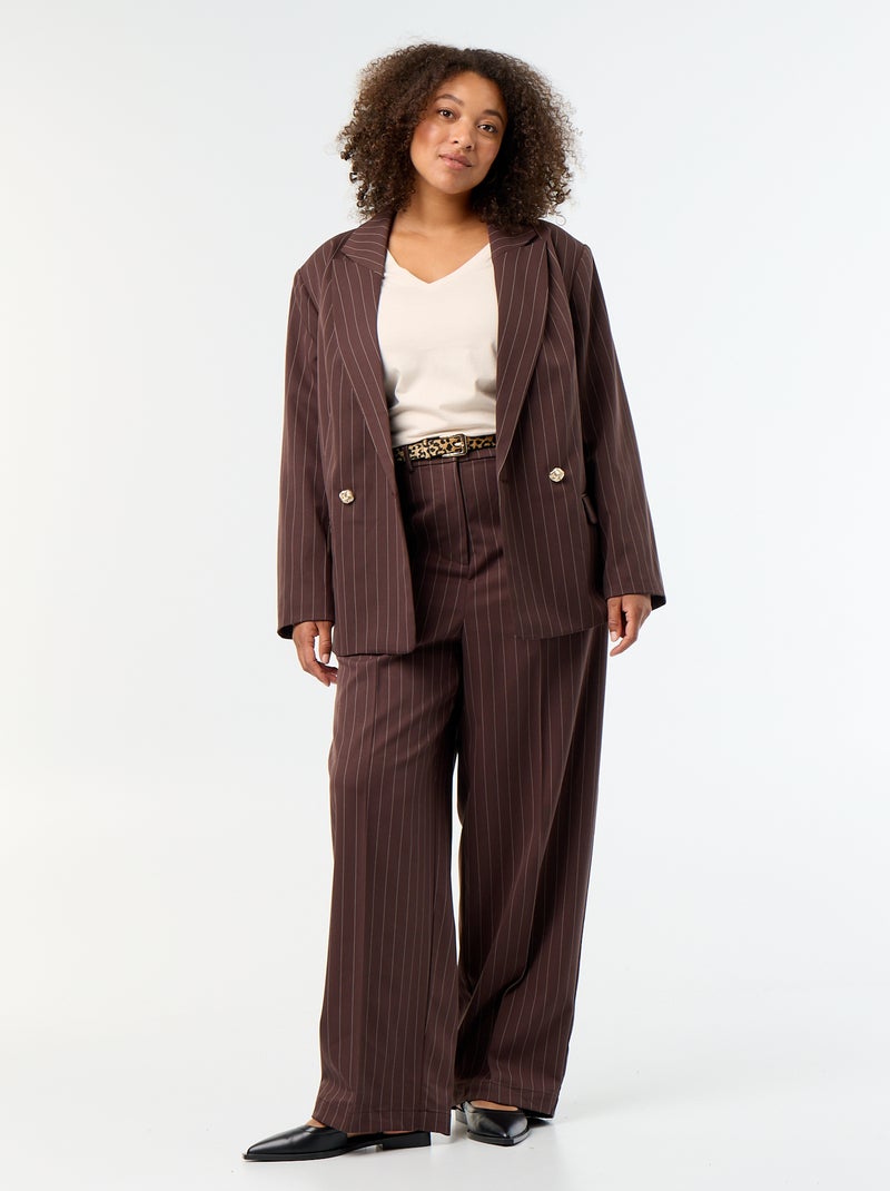 Blazer lungo con apertura a doppio petto Marrone - Kiabi