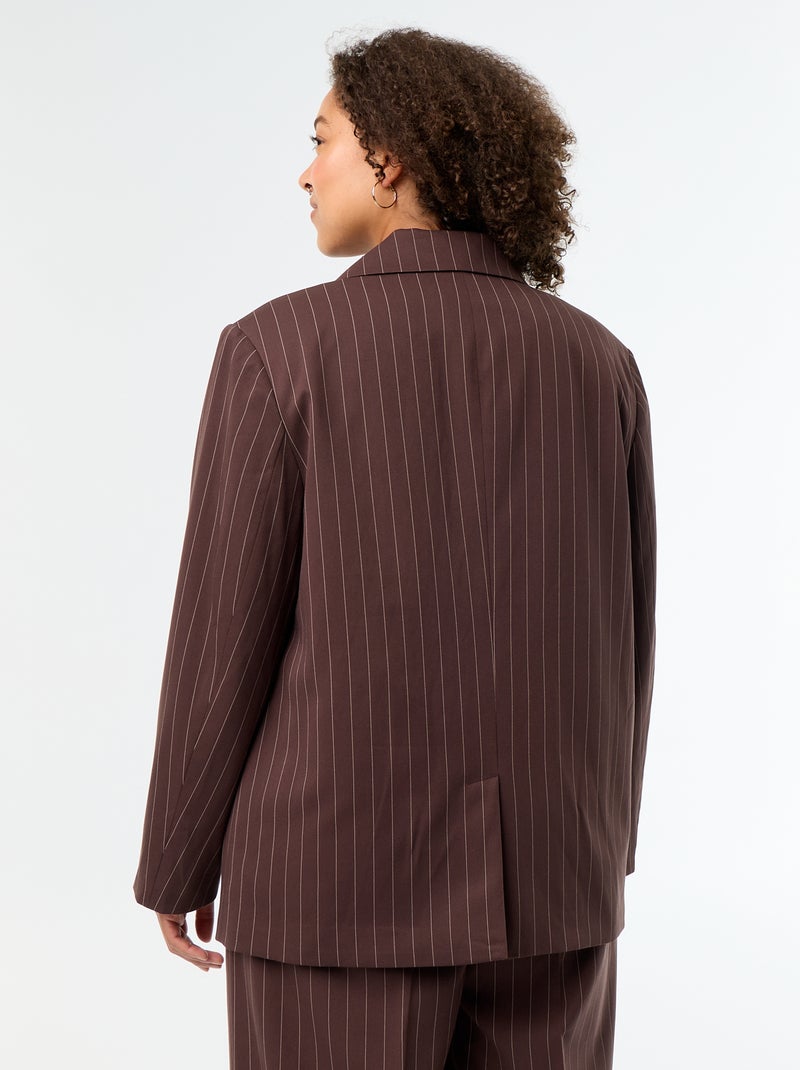 Blazer lungo con apertura a doppio petto Marrone - Kiabi