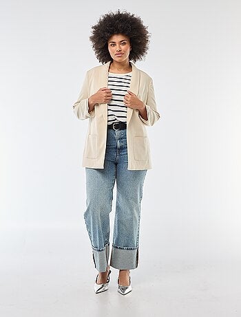 Giacca blazer lunga con maniche con effetto risvoltato