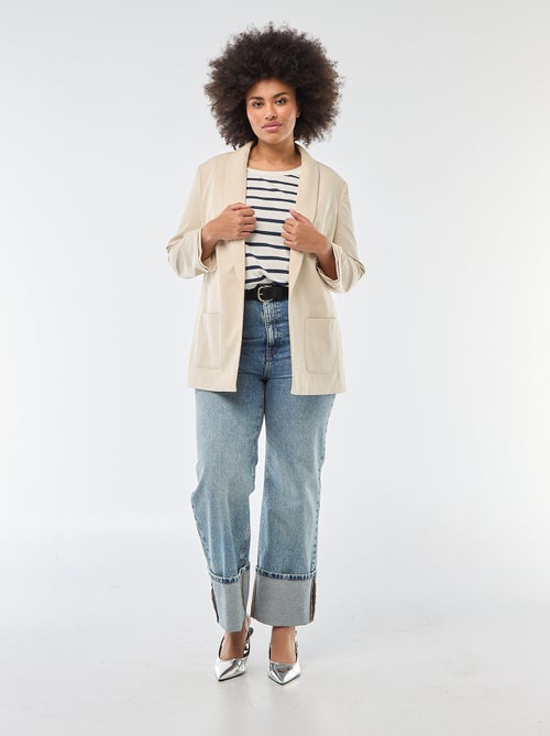 Blazer lungo con maniche con effetto risvolto - Kiabi Blazer lungo con maniche con effetto risvolto - Kiabi