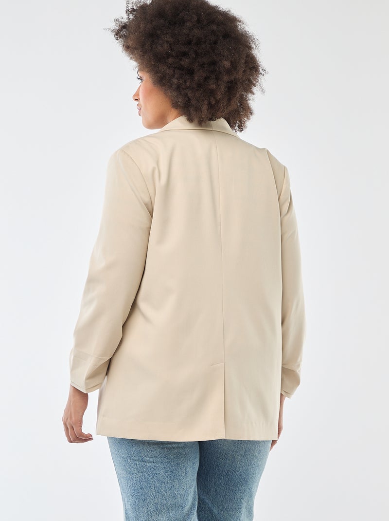 Blazer lungo con maniche con effetto risvolto Beige - Kiabi