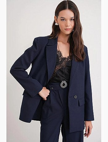 Blazer lungo con maniche lunghe e chiusura con bottoni mixray