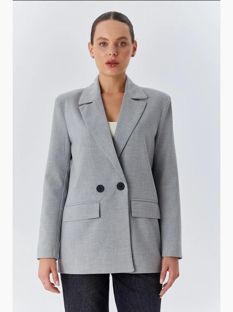 Blazer lungo con maniche lunghe e chiusura con bottoni mixray Grigio - Kiabi