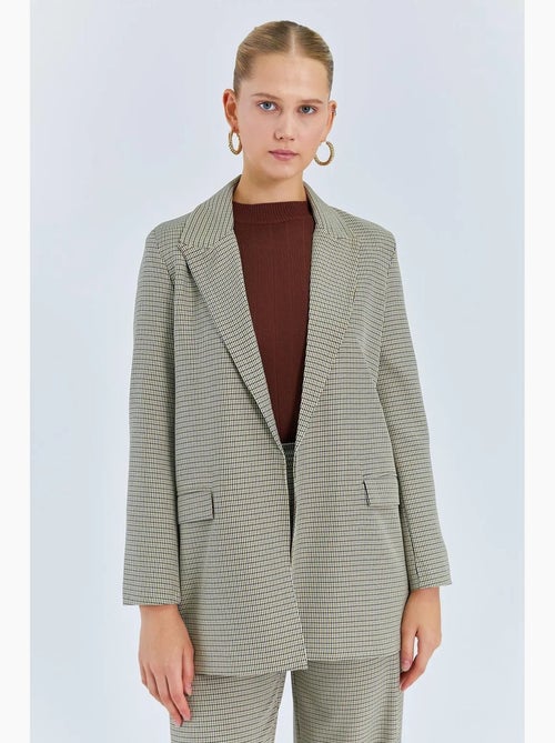 Blazer lungo in crepe a quadri mixray - Kiabi Blazer lungo in crepe a quadri mixray - Kiabi