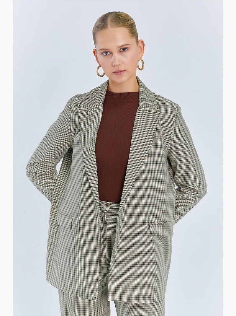 Blazer lungo in crepe a quadri mixray Grigio - Kiabi