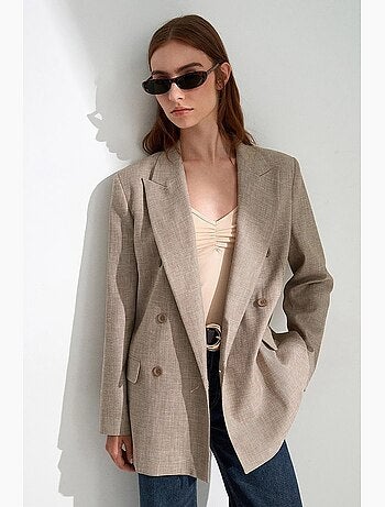 Blazer lungo in crêpe con collo a scialle dilvin