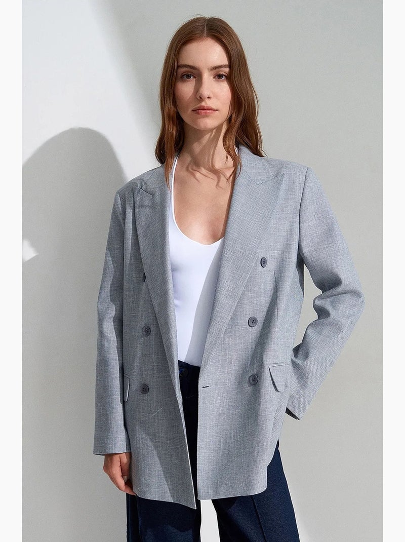 Blazer lungo in crêpe con collo a scialle dilvin Blu pastello - Kiabi