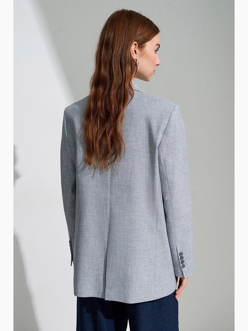Blazer lungo in crêpe con collo a scialle dilvin Blu pastello - Kiabi