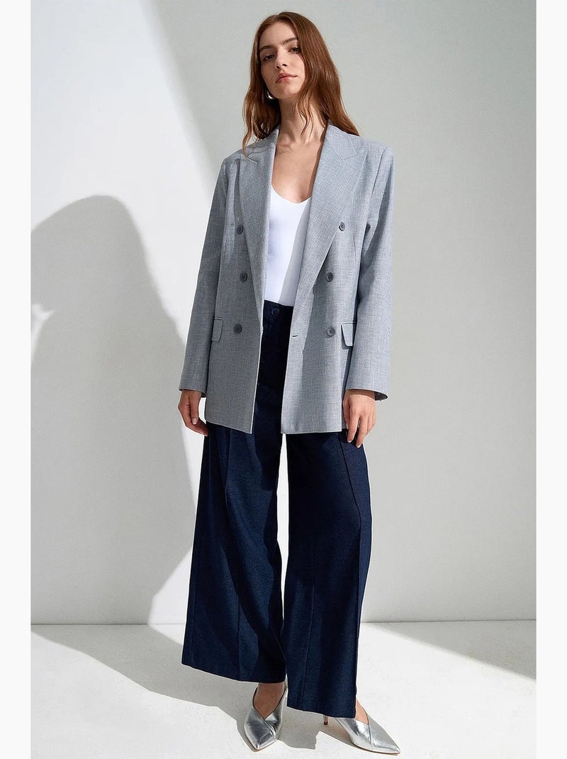 Blazer lungo in crêpe con collo a scialle dilvin Blu pastello - Kiabi