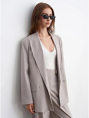 Blazer lungo in crêpe con collo a scialle dilvin