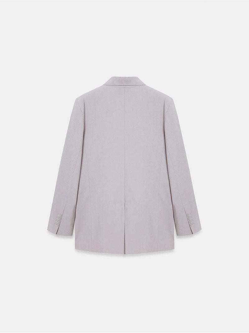 Blazer lungo in crêpe con collo a scialle dilvin Grigio chiaro - Kiabi