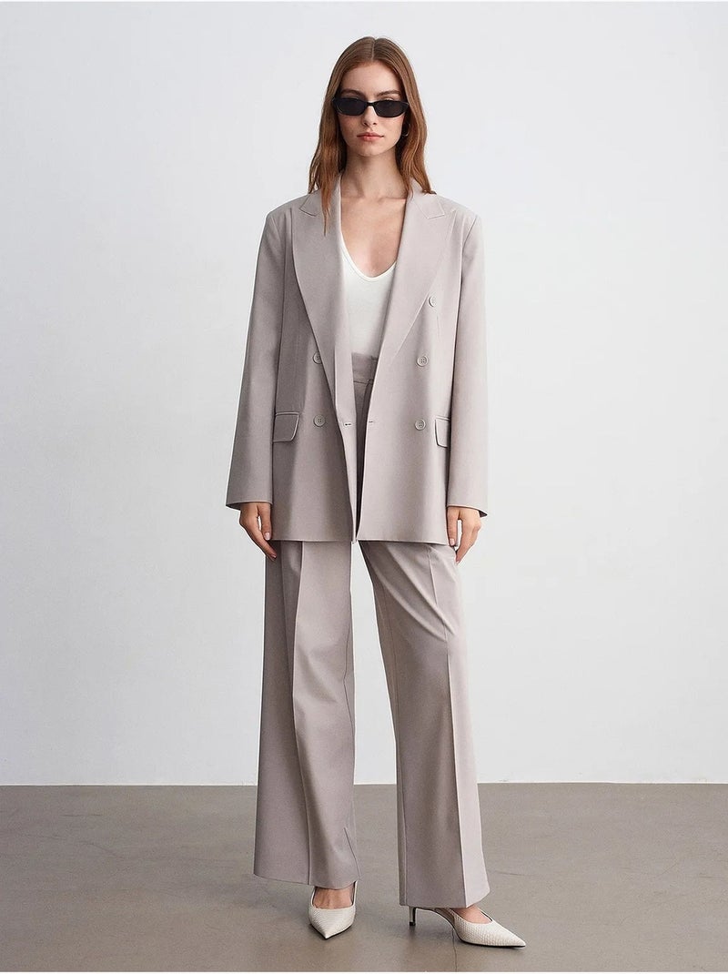 Blazer lungo in crêpe con collo a scialle dilvin Grigio chiaro - Kiabi