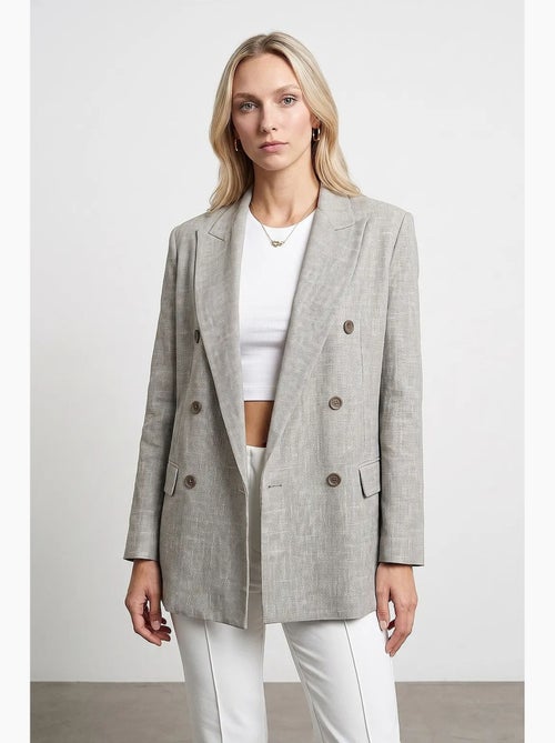 Blazer lungo in crêpe con collo a scialle dilvin - Kiabi Blazer lungo in crêpe con collo a scialle dilvin - Kiabi