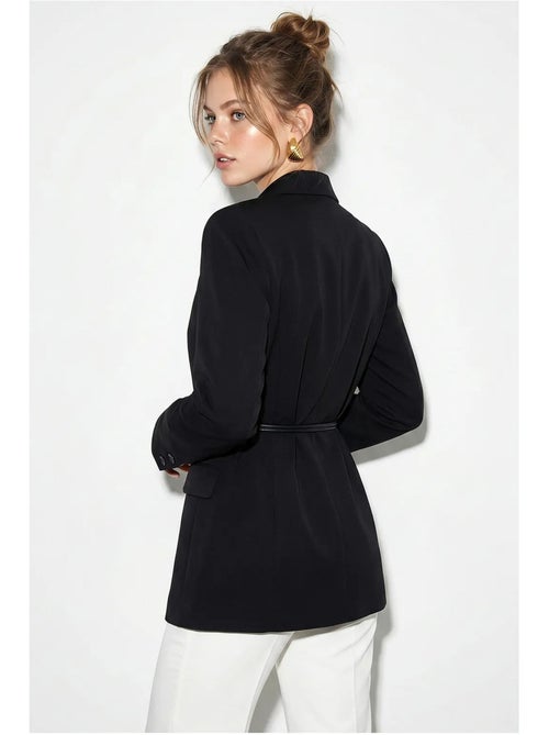 Blazer lungo in crêpe con collo a scialle lucci - Kiabi Blazer lungo in crêpe con collo a scialle lucci - Kiabi