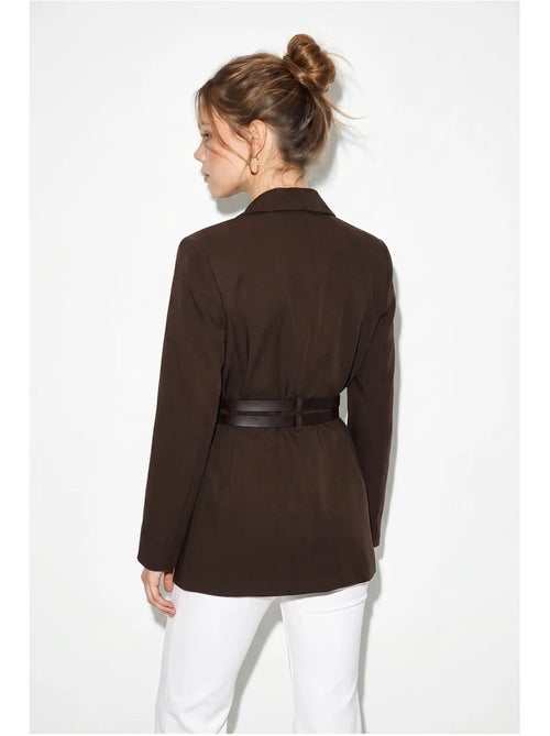 Blazer lungo in crêpe con dettaglio patch lucci - Kiabi Blazer lungo in crêpe con dettaglio patch lucci - Kiabi